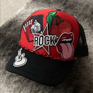Red and Black Rock Patch Cap